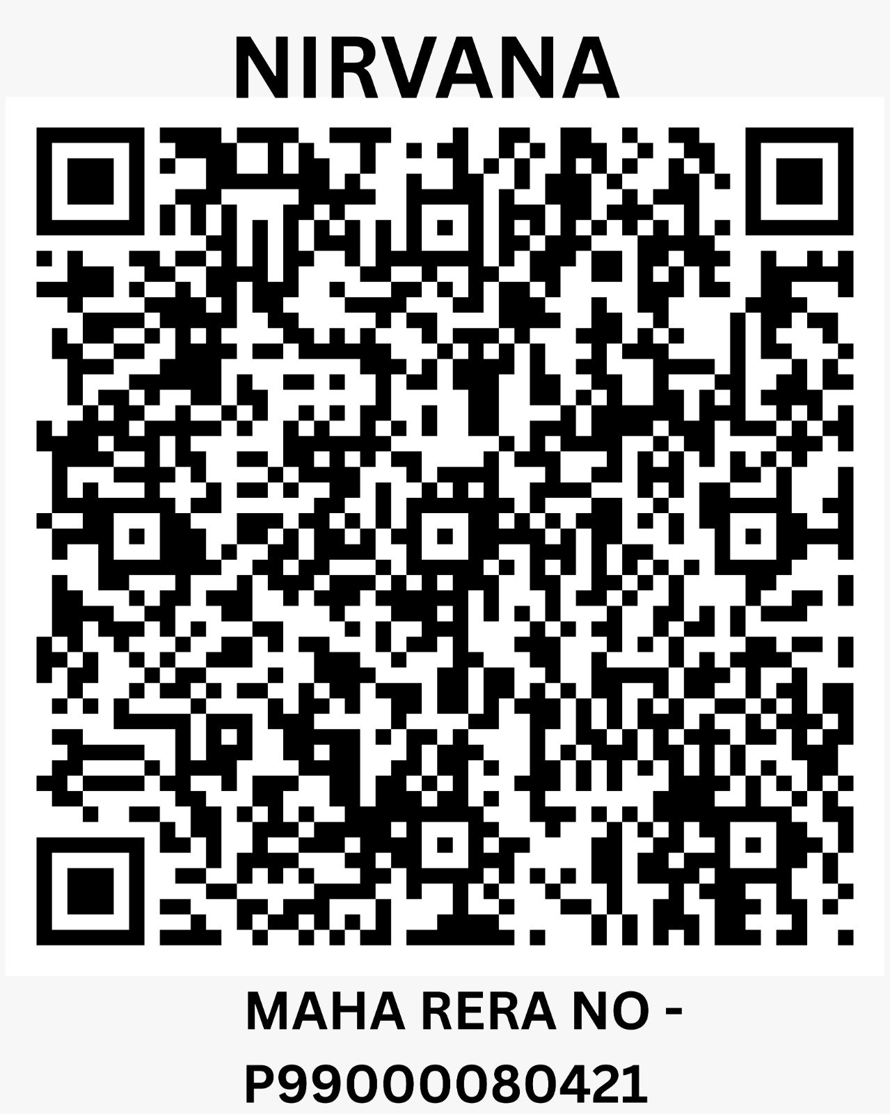 Mukundan Nirvana MahaRERA QR code P99000080421
